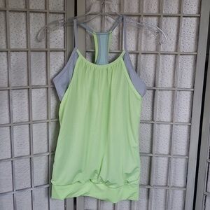 Ivivva neon yellow and blue 2 layers tank and built bra in girls 14